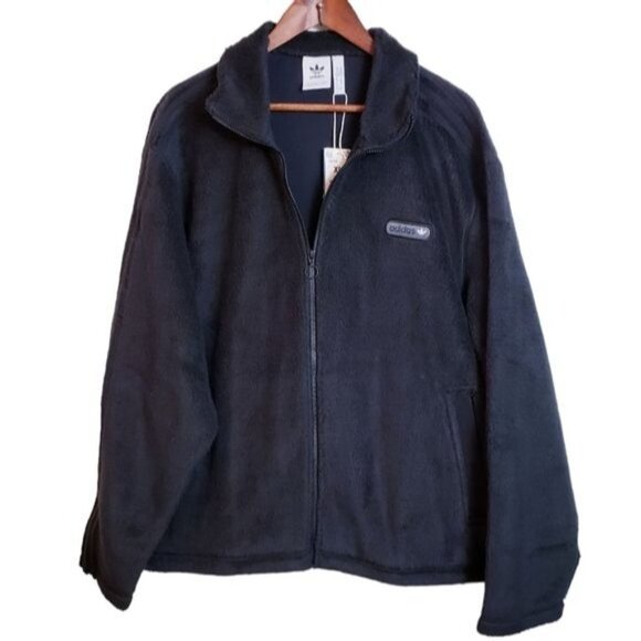 Adidas Mens Track Jacket Full Zip Two Front Pocket Firebird Sherpa Black XLarge - Picture 3 of 16
